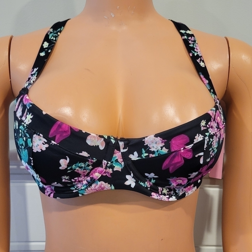 Victoria's Secret NWT floral print underwire bikini top 34C.